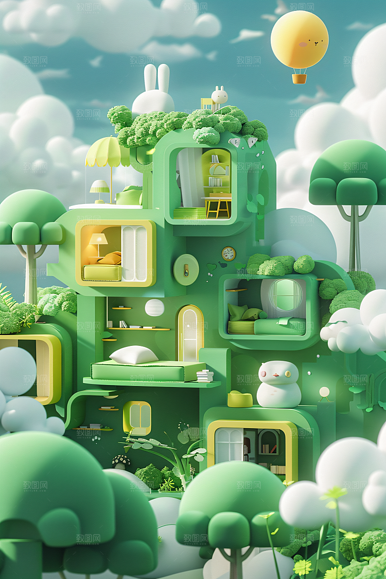 电商家居3D自然背景图