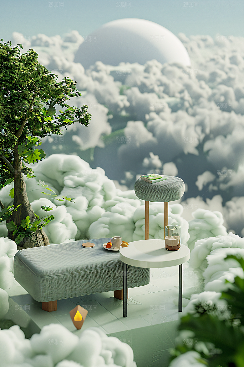 电商家居3D大促背景图