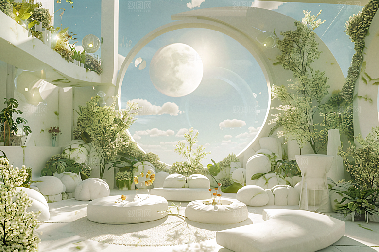 电商家居3D立体背景图