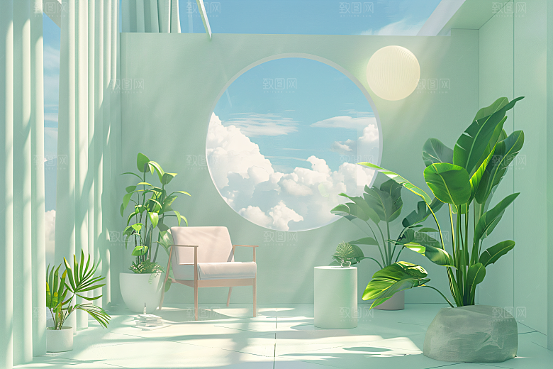 电商家居3D产品背景图