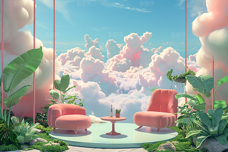 电商家居3D促销背景图