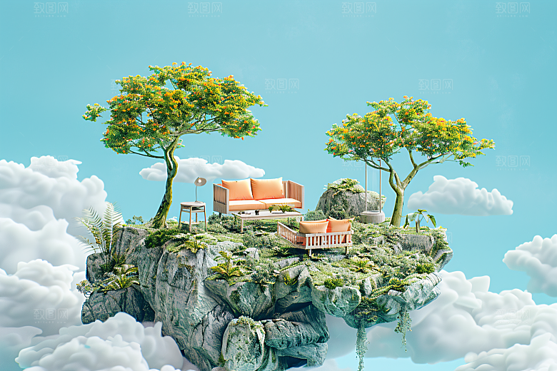 电商家居家具3D背景图