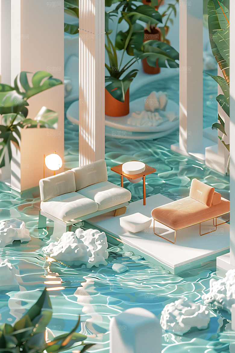 电商家居3D产品背景图