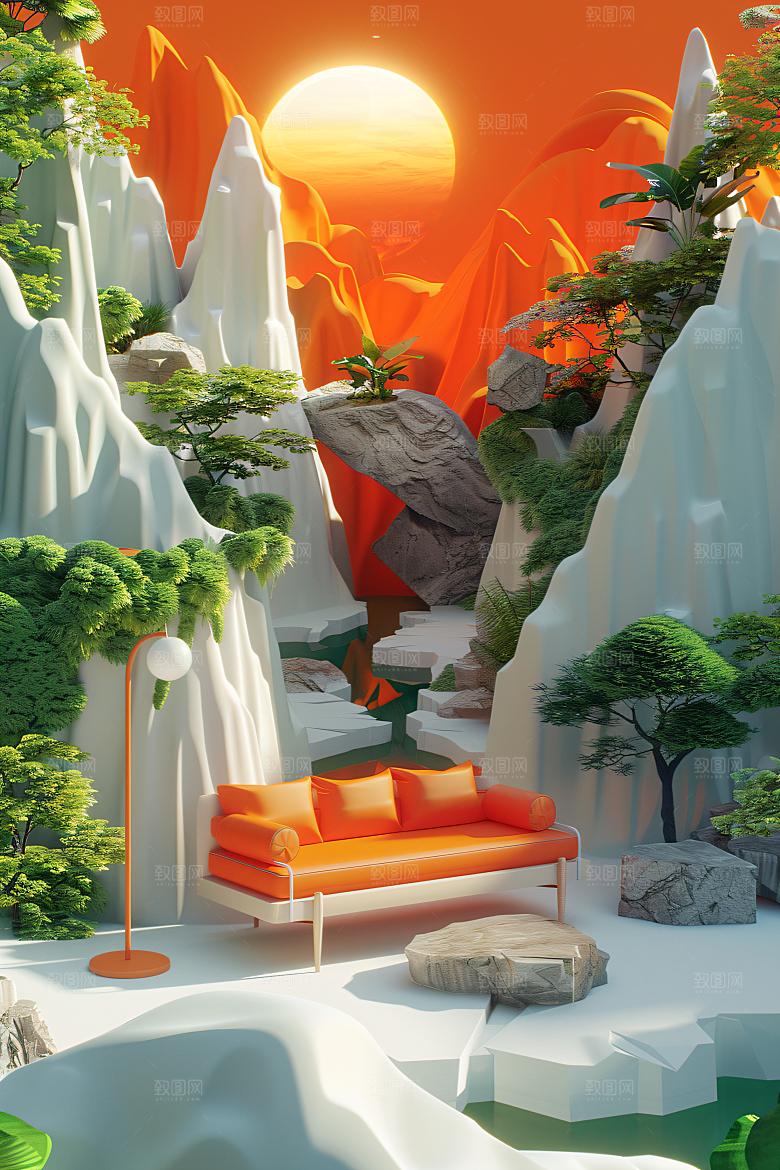 电商家居产品3D背景图
