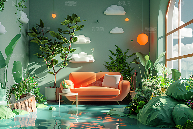 电商家居产品3D背景图