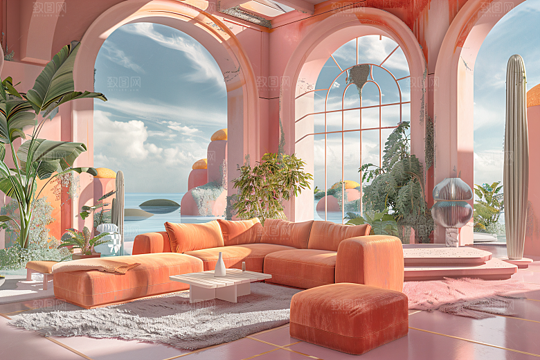 电商家居3D产品背景图