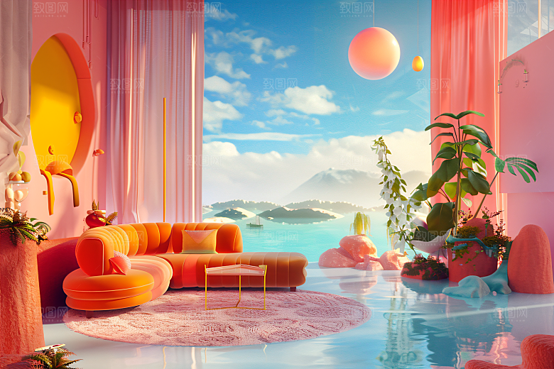 电商家居3D产品背景图