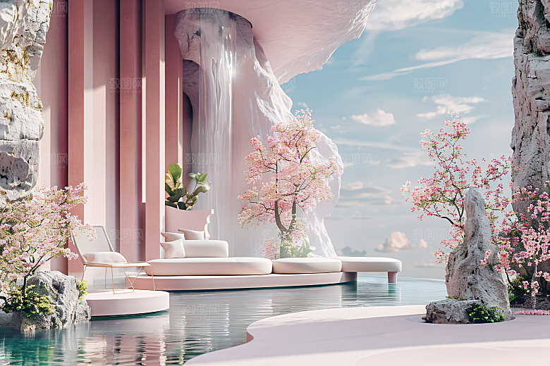 电商家居3D清新背景图