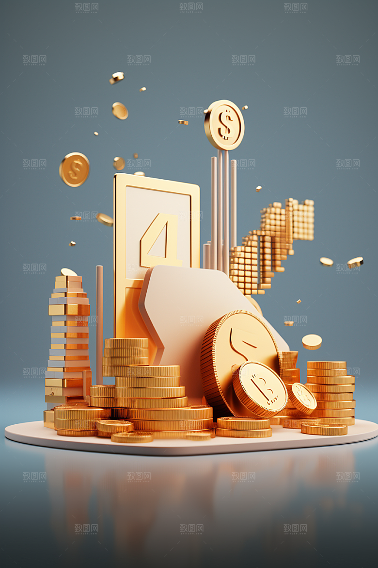 金融理财货币基金C4D模型