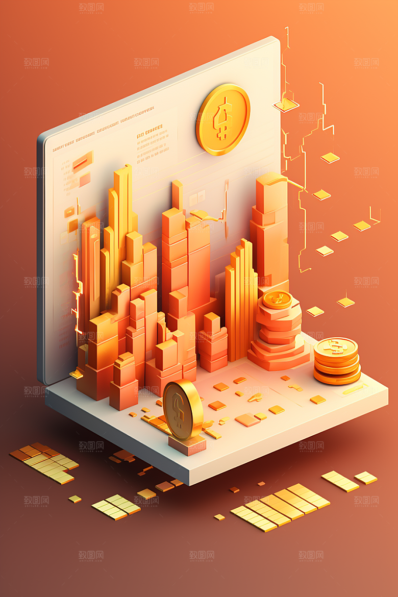 金融理财立体基金C4D模型