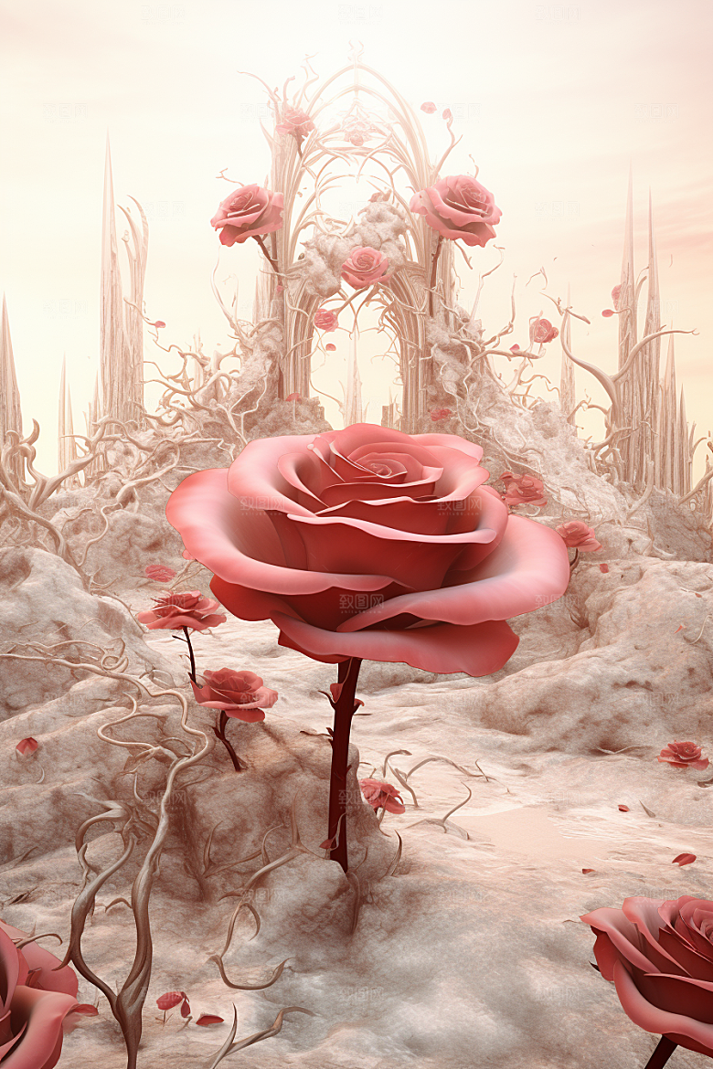 CG玫瑰原画浪漫素材