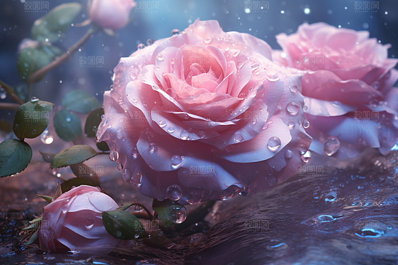 CG玫瑰原画爱情素材