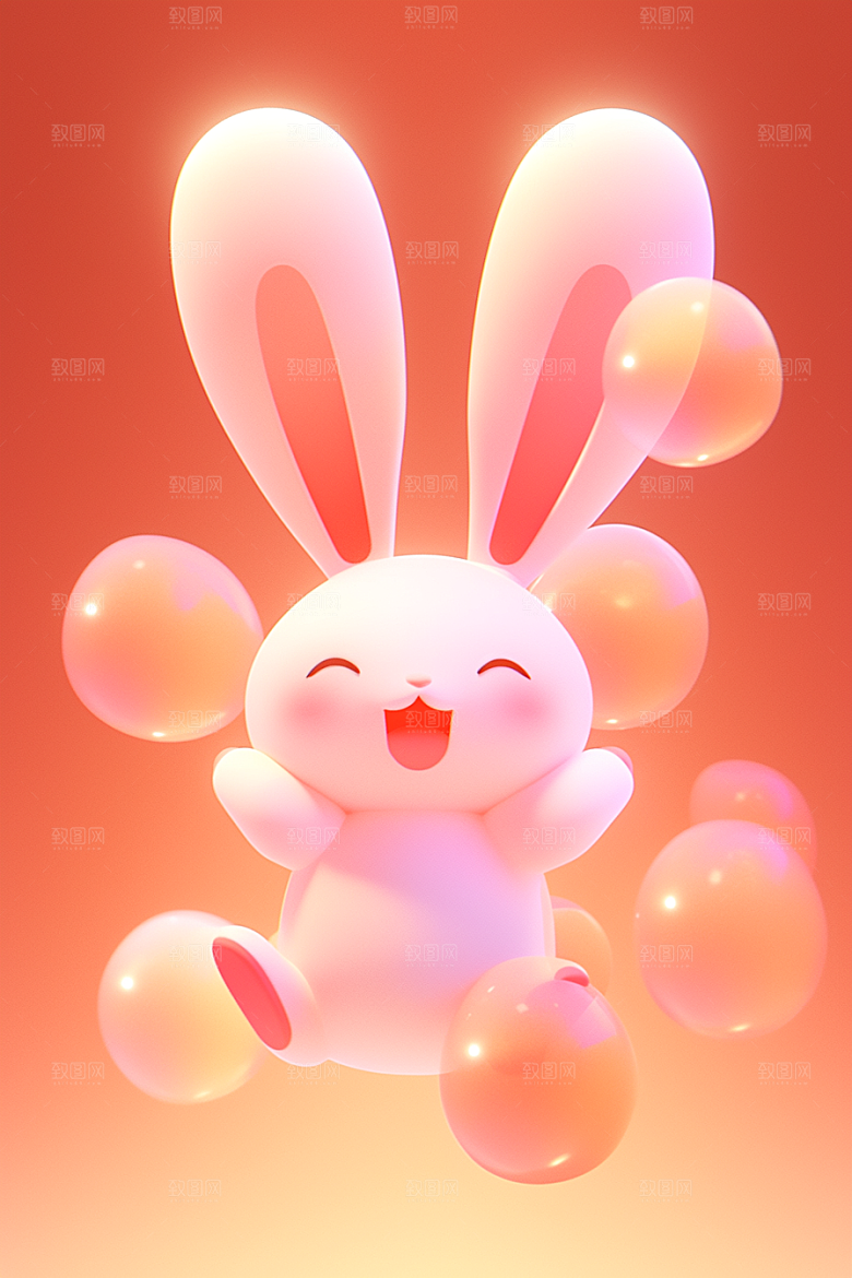 CG小兔子IP立体素材