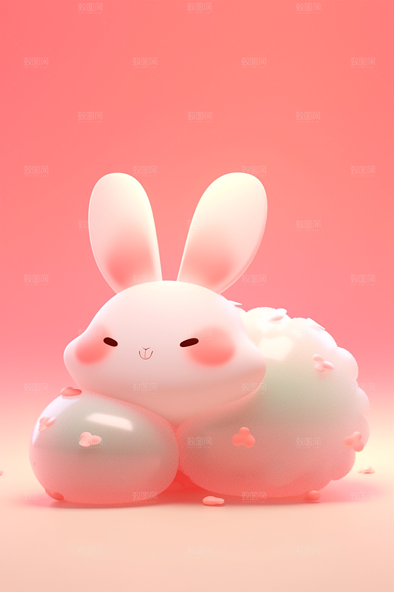 CG小兔子立体IP素材