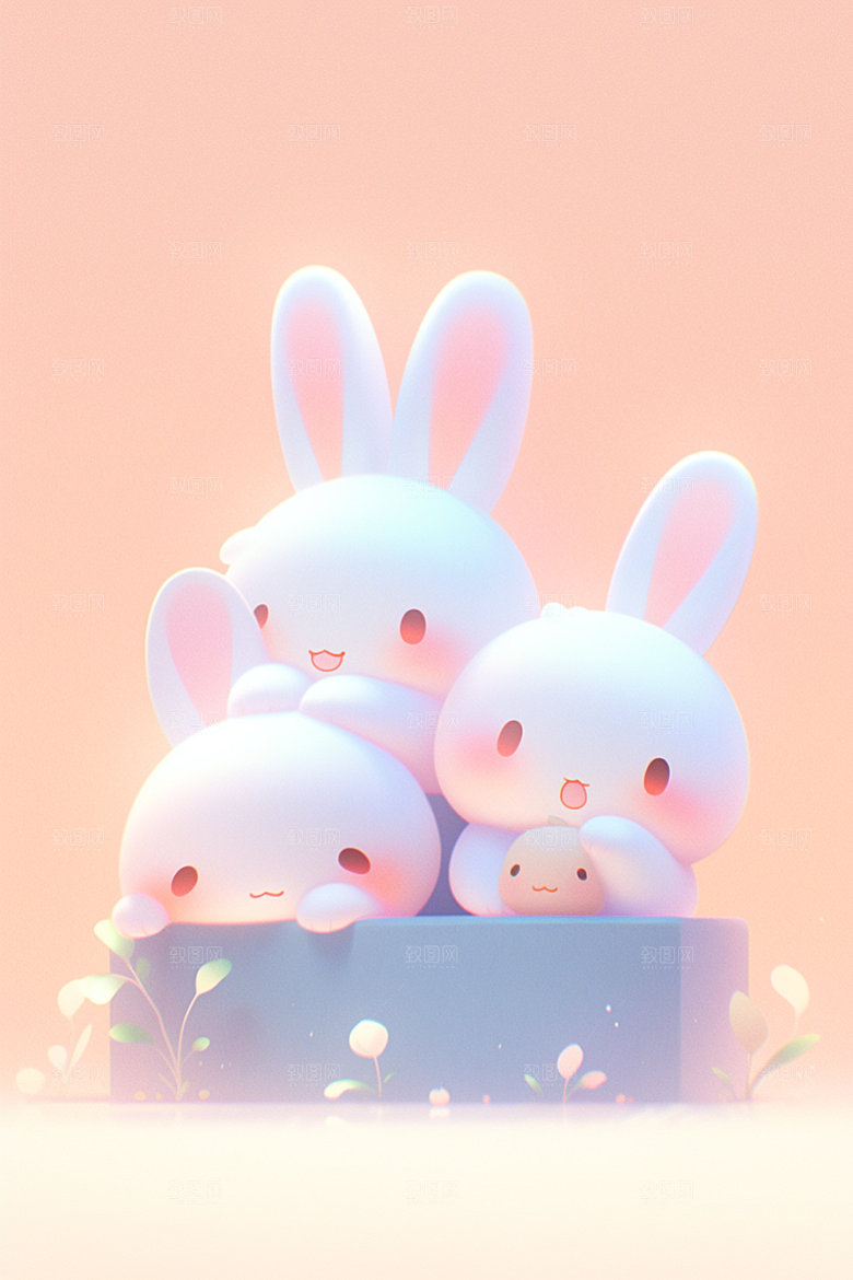 CG小兔子童趣立体素材