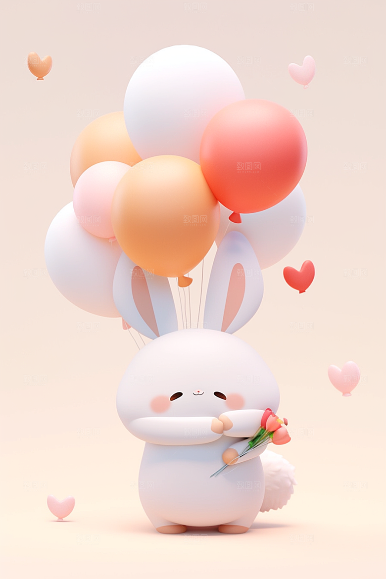 CG小兔子形象立体素材