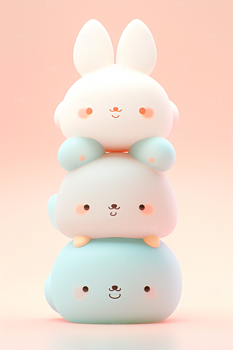 CG小兔子立体甜美素材