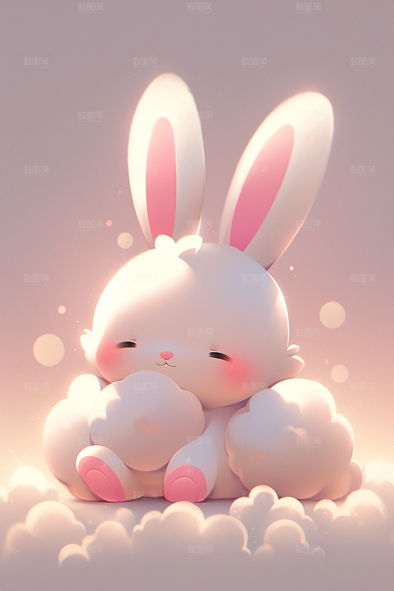 CG小兔子治愈3D素材