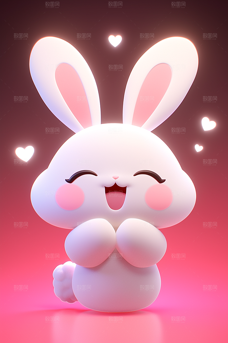 CG小兔子可爱C4D模型