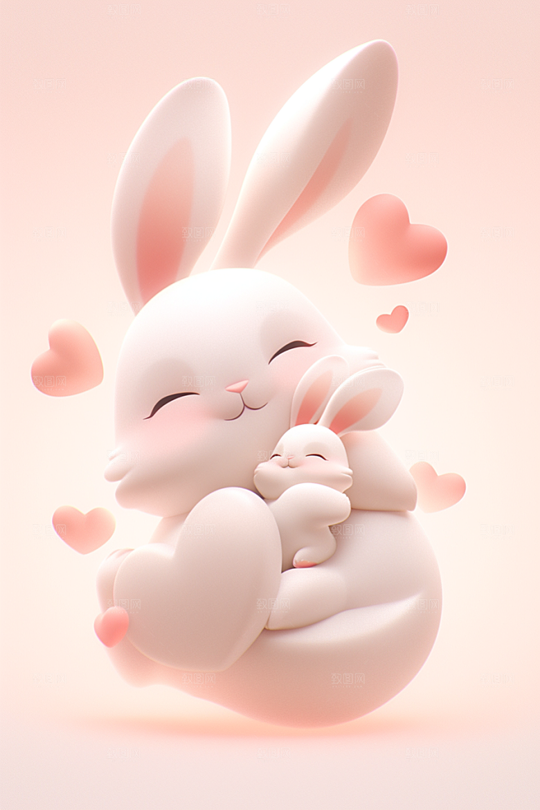 CG小兔子小白兔立体模型