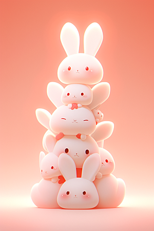 CG小兔子可爱小白兔模型
