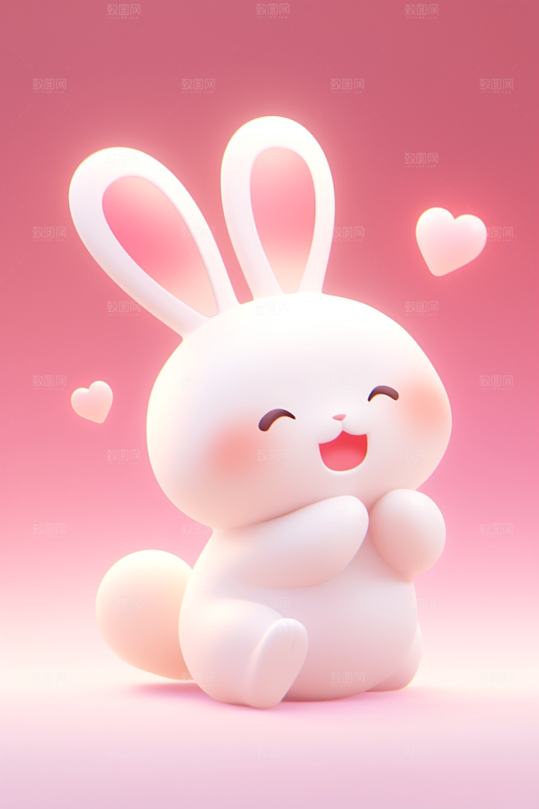 CG小兔子小白兔C4D模型