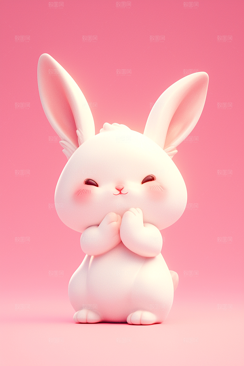 CG小兔子小动物小白兔模型
