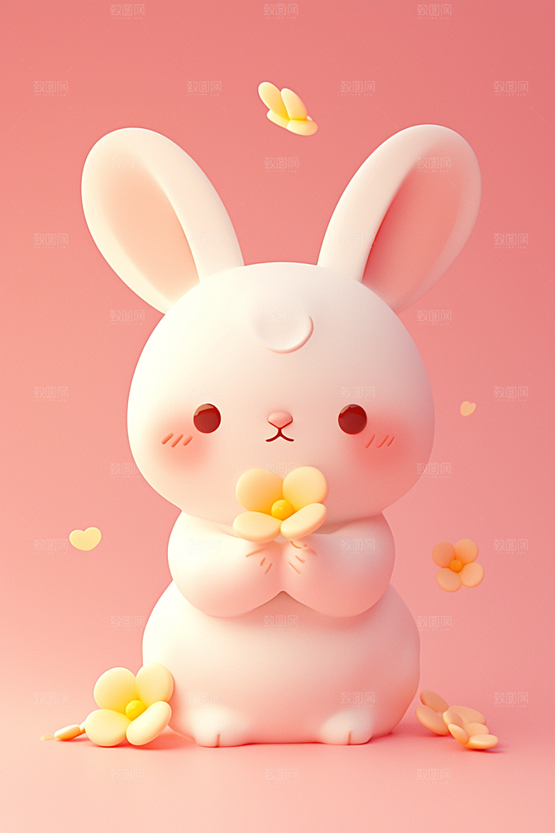 CG小兔子卡通小动物模型
