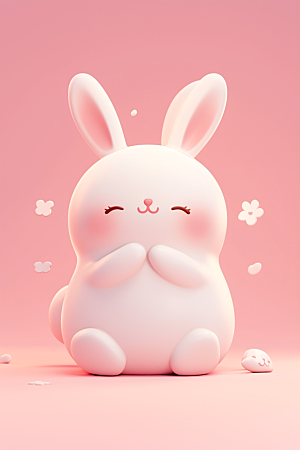 CG小兔子小动物小白兔模型