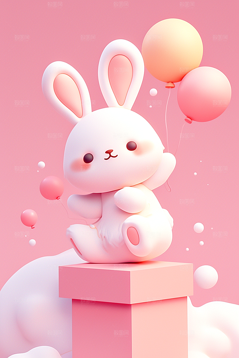 CG小兔子立体小白兔模型