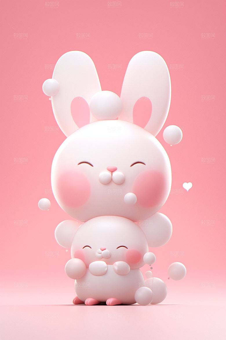 CG小兔子卡通小白兔模型