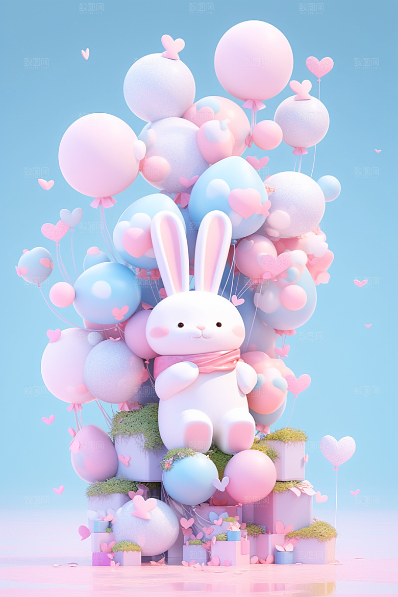 CG小兔子立体拟人模型