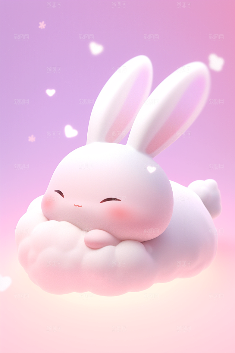 CG小兔子C4D立体模型