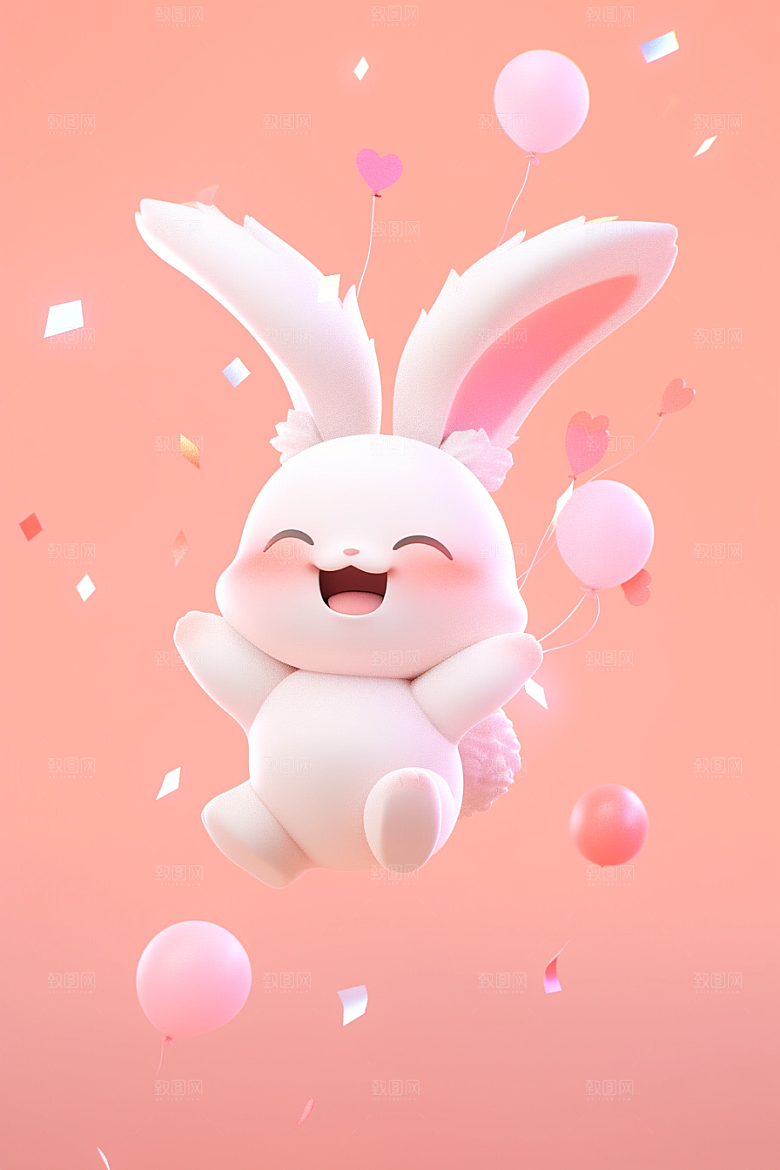 CG小兔子可爱小白兔模型