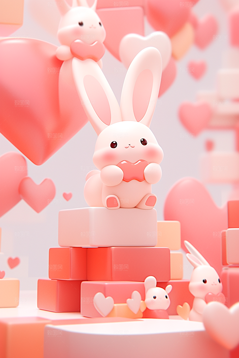CG小兔子拟人C4D模型