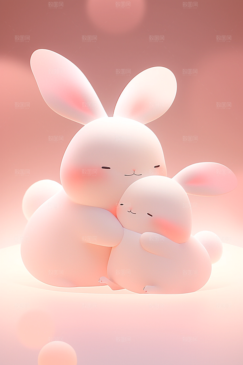 CG小兔子C4D可爱模型