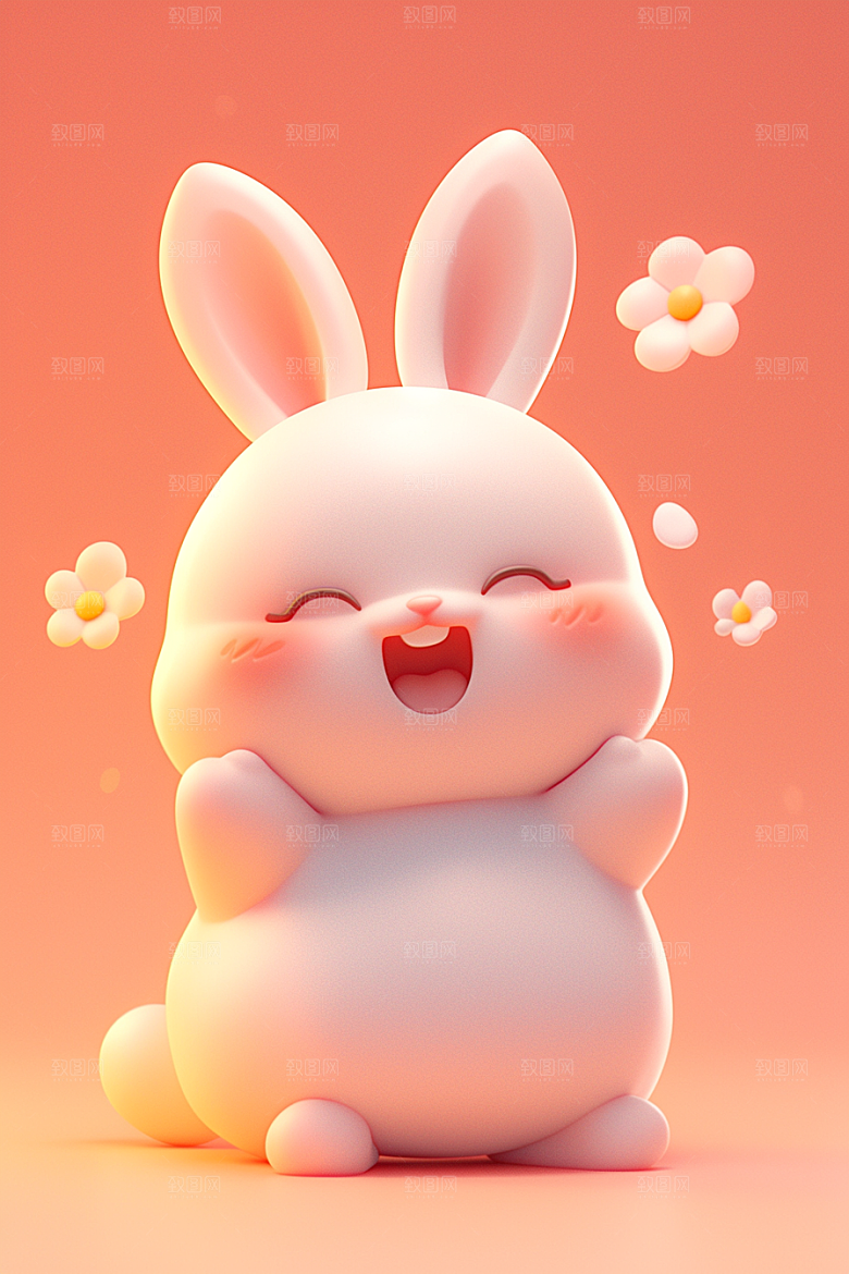CG小兔子C4D立体模型