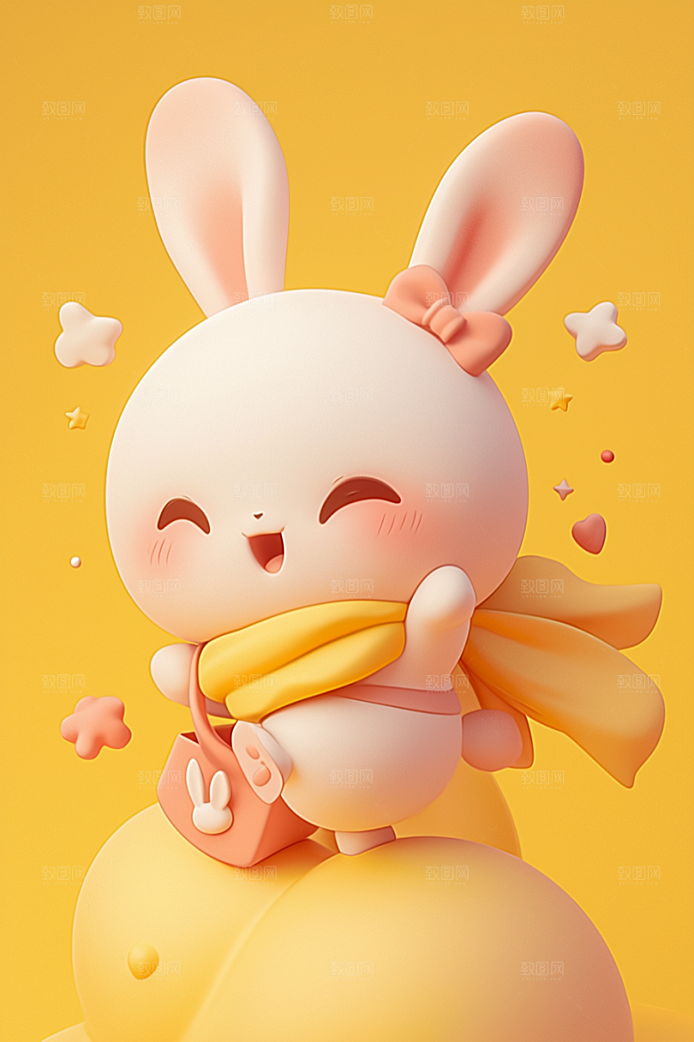 CG小兔子小白兔形象模型