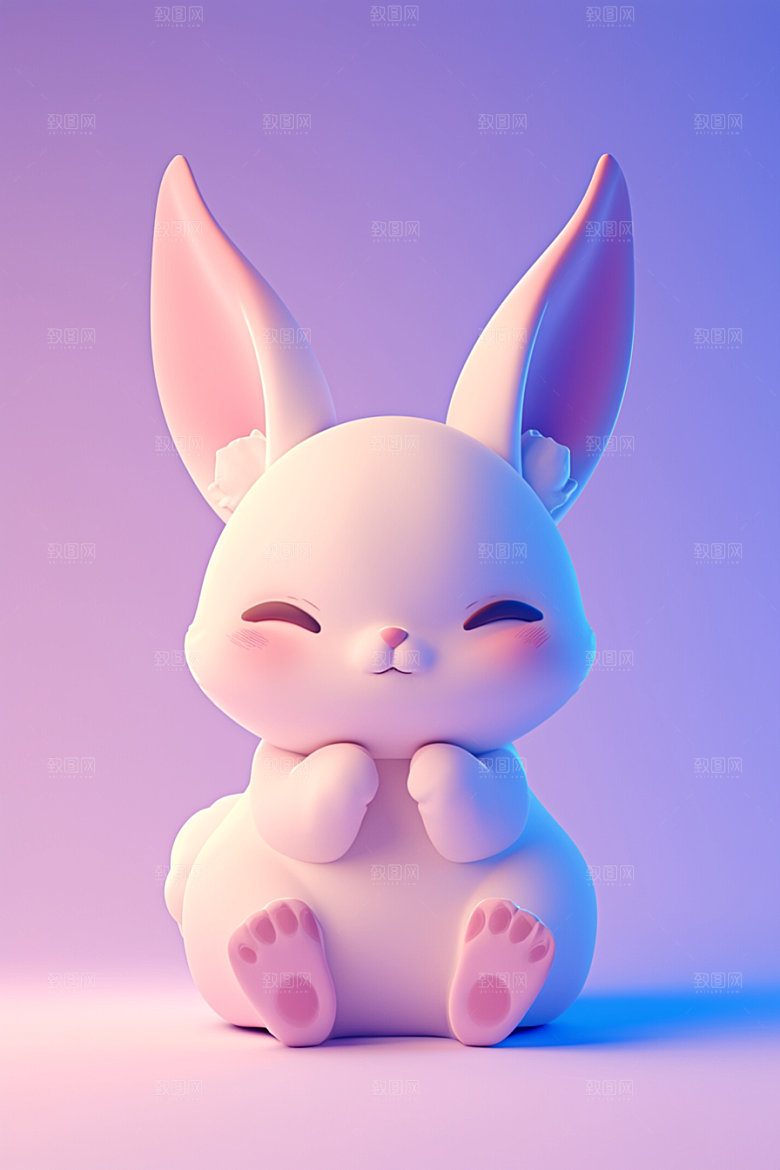 CG小兔子小动物小白兔模型