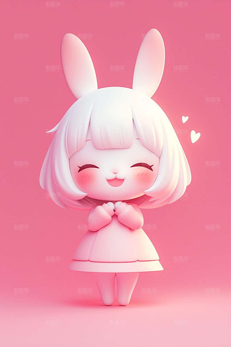 CG小兔子小白兔卡通模型