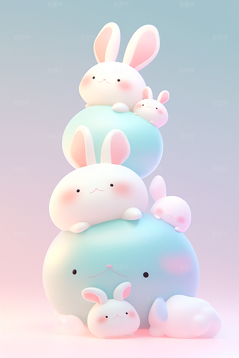 CG小兔子立体C4D模型