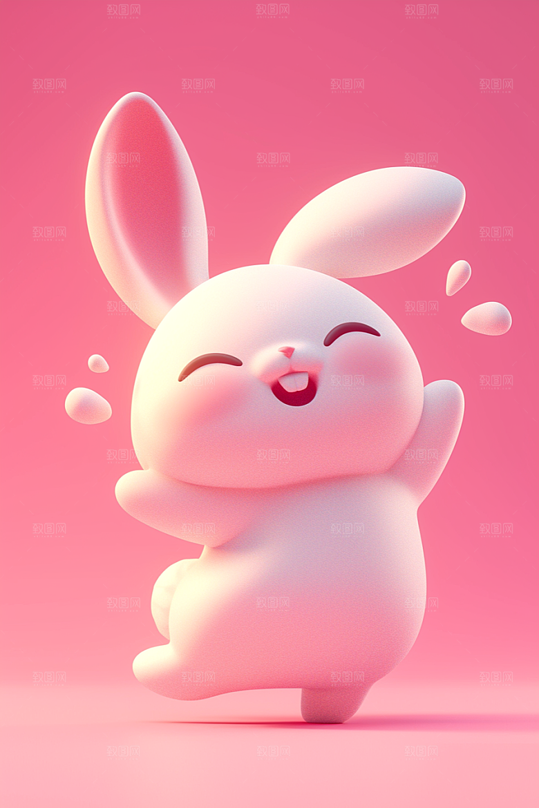 CG小兔子小白兔C4D模型
