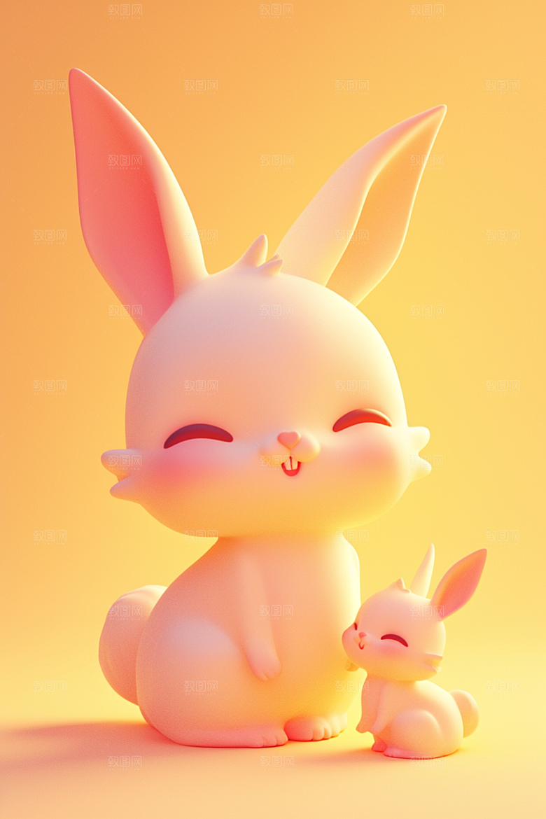 CG小兔子小白兔小动物模型