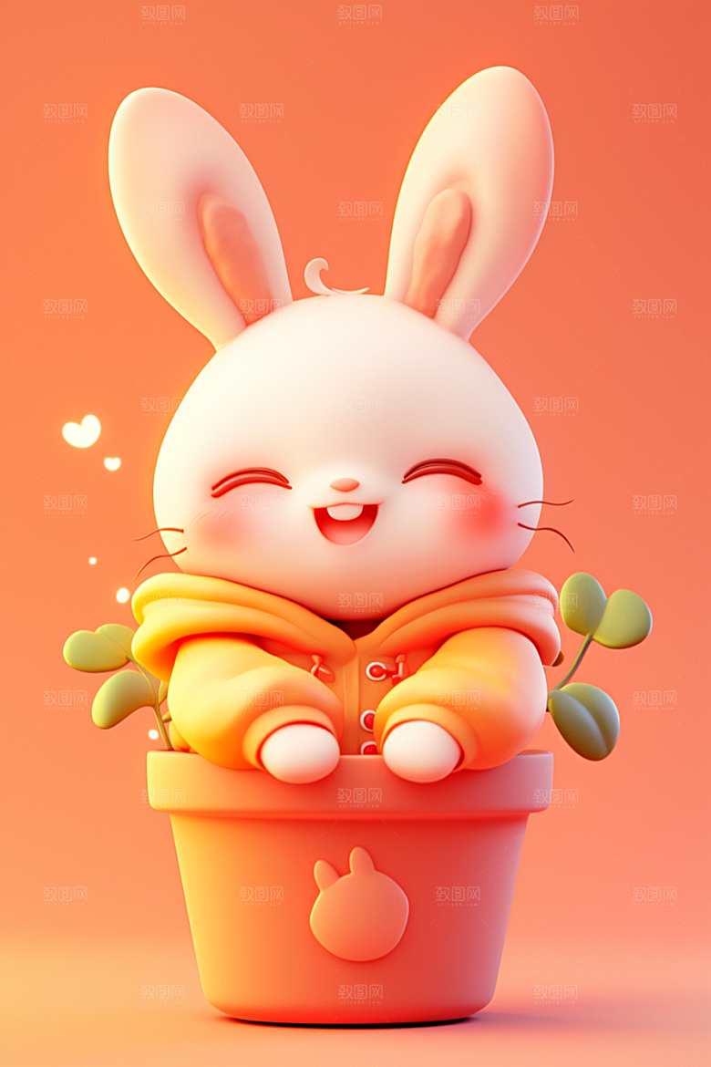 CG小兔子C4D3D模型
