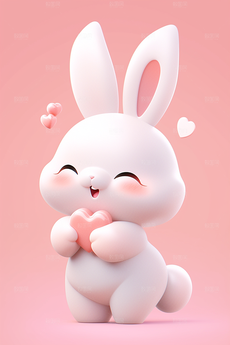 CG小兔子立体拟人模型