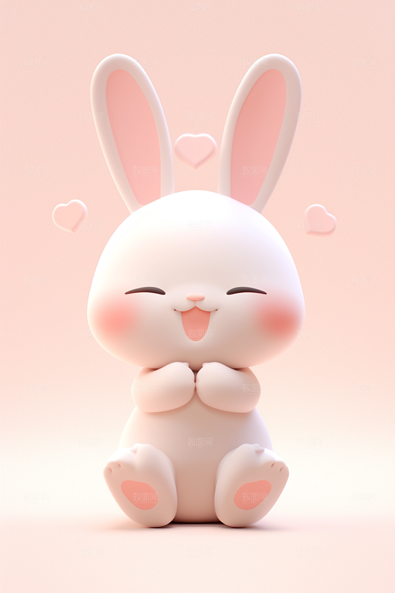 CG小兔子小白兔立体模型