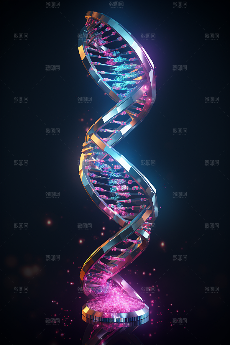DNA螺旋结构科学3D效果图