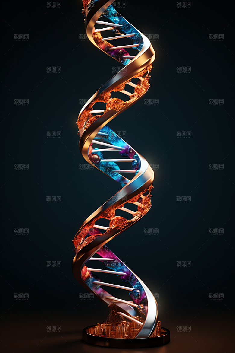 DNA螺旋结构生物模型效果图