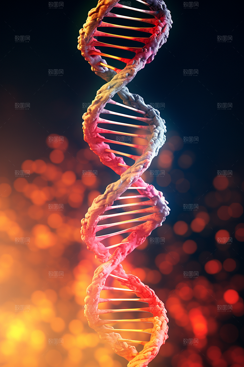 DNA螺旋结构渲染生物效果图