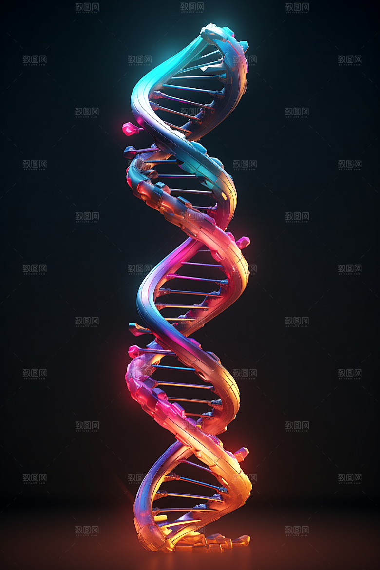 DNA螺旋结构3D渲染效果图